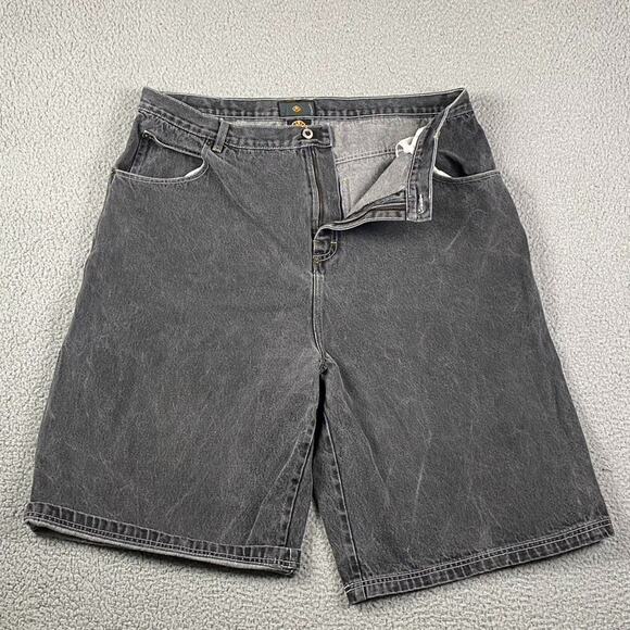 Vintage OMW Denim Shorts Men's 40 Carpenter Cargo Washed Black Gray Baggy Skater - Picture 4 of 11
